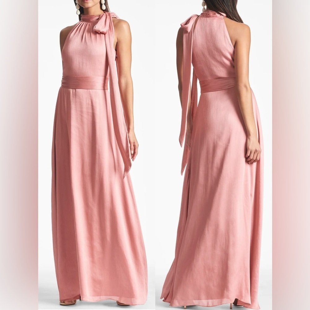 NEW Sachin & Babi Black Kayla Halter Rogue Pink Gown Sz 18 W